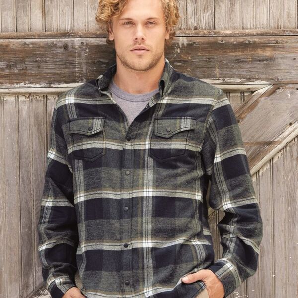 Snap Front Long Sleeve Plaid Flannel Shirt Thumbnail
